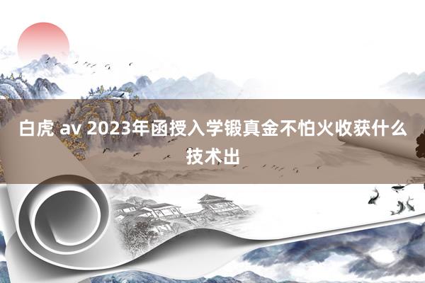 白虎 av 2023年函授入学锻真金不怕火收获什么技术出