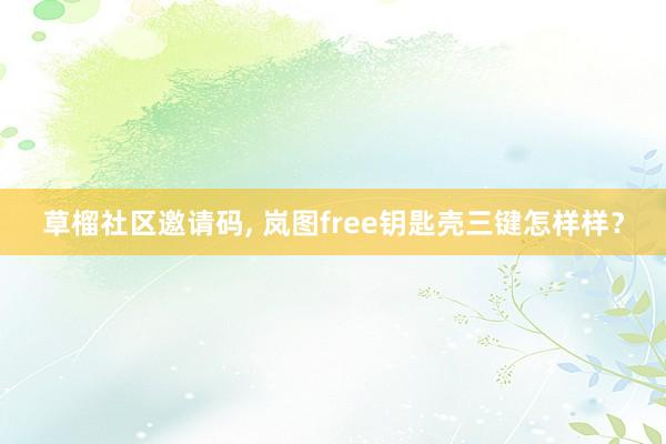 草榴社区邀请码， 岚图free钥匙壳三键怎样样？