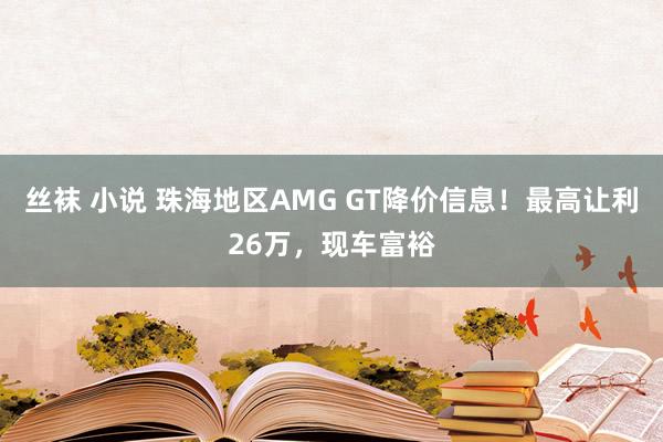 丝袜 小说 珠海地区AMG GT降价信息！最高让利26万，现车富裕